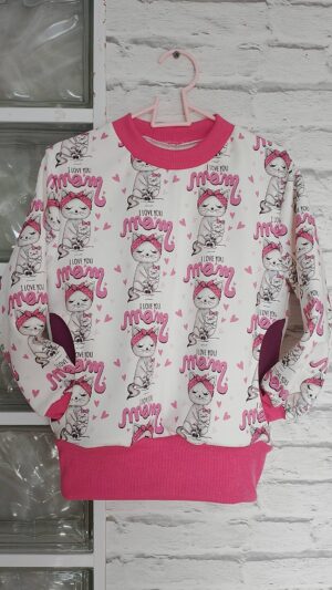 Dziewczęca bluza Kotki „I love You mom” rozm 122 – WYPRZEDAŻ