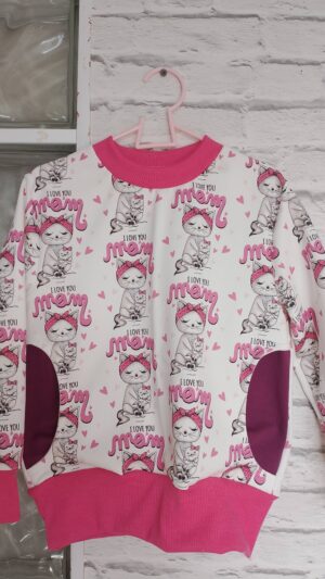 Dziewczęca bluza Kotki „I love You mom” rozm 122 – WYPRZEDAŻ