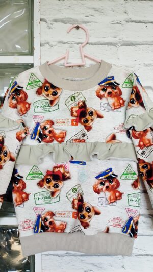 Bluza pieski z falbankami rozm 122