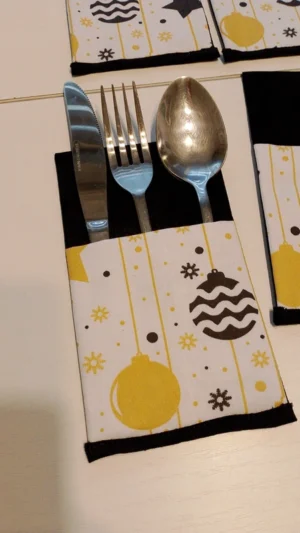Komplet etui na sztućce handmade świąteczny motyw