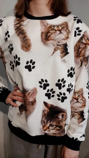 Młodziezowa bluza Koty jak Żywe rozm 158 Handmade ostania sztuka
