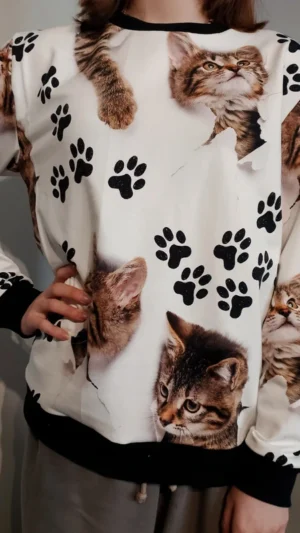 Młodziezowa bluza Koty jak Żywe rozm 158 Handmade ostania sztuka