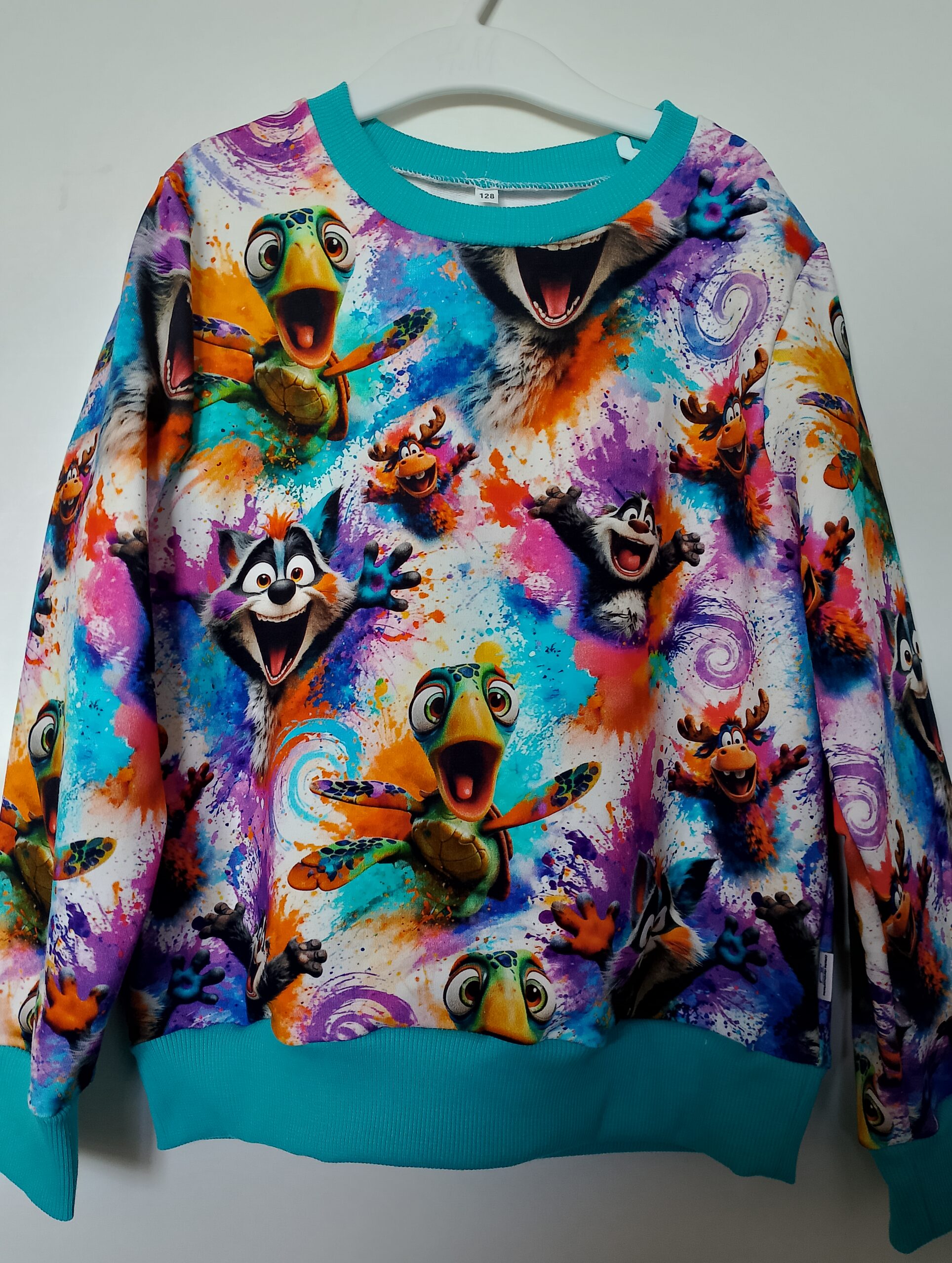 Bluza dziecięca unisex rozm 128 - zwierzaczki splash!