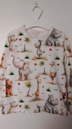 Chłopięcy t-shirt longsleeve rozm 116 zwierzątka afrykańskie